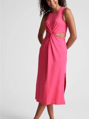 Beyond Yoga Around the World Front Twist Dress NWOT Size M CarnationPink Soldout